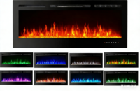 Cheminées électriques décoratives de luxe haut de gamme modernes de 60 pouces à montage mural/encastrable avec lumière LED RGB et flammes réalistes