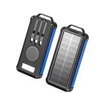Nouveauté : Banque d'alimentation solaire 10000mAh, chargeur solaire portable avec câbles intégrés, charge sans fil pour le camping en plein air