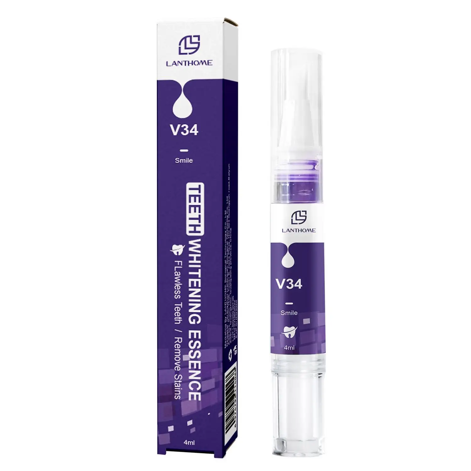 Lanthome V34 Roxo Dentes Clareamento Gel Caneta Limpeza Dente Remover Manchas Ferramentas Dentárias Higiene Oral Dente Perfeito Clareamento Caneta