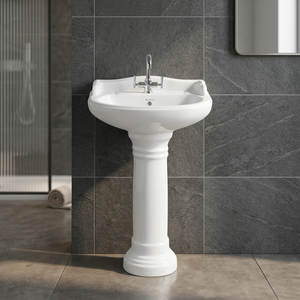 Lavabo sur pied en céramique décoratif de style indien pour salle de bain d'hôpital, équipement sanitaire - Product Image 4