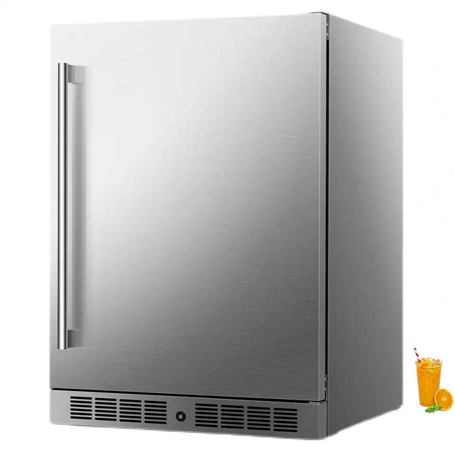 Fenfei Built in Stainless Steel Beverage Refrigerator 24 Inch Cooler Freezer Outdoor Mini bar Fridge