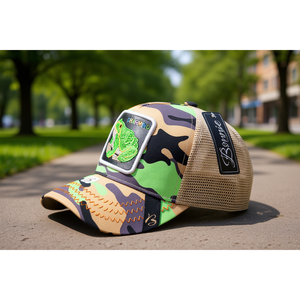 Cappello Trucker Bornie in Tessuto a Rete, 6 Pannelli, Ricamo Mimetico, Unisex, Casual, Primavera-Estate - Product Image 2