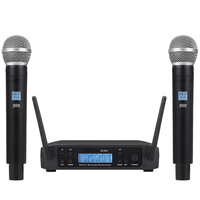 GLXD24 Système de microphones dynamiques à deux canaux UHF sans fil MIC à main Construction en plastique pour scène, église, mariage