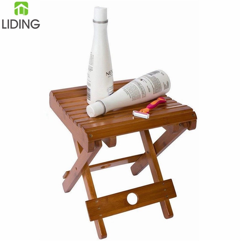 Бамбуковый складной стул для душа и подножки