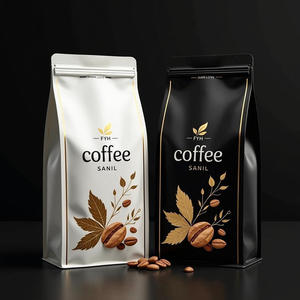Заводская индивидуальная застежка-молния 12 унций 5 фунтов 250 г 500 г Упаковочные пакеты для кофейных зерен с логотипом с печатью, кофейный мешок с плоским дном с клапаном - Product Image 6