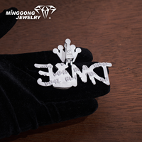 Pendentif Lettre DME Personnalisé Iced Out en Argent Sterling 925, Collier Hip Hop Couronne et Sac d'Argent, Bijou de Mode Personnalisé