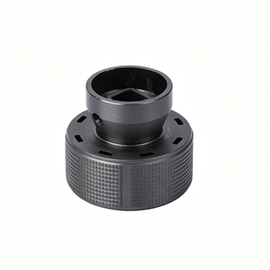 Perilla de control moleteada de acero inoxidable/aluminio mecanizada por CNC a medida, metal anodizado negro, perforación de orificio cuadrado para equipos rotatorios - Product Image 4
