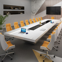 Bureau de réunion moderne en bois blanc personnalisé Table de conférence au design traditionnel pour l'école et le bureau