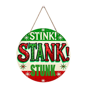 Décorations de Noël en stock, décorations créatives pour la maison, panneaux ronds en bois, plaques de porte festives avec lettres. - Product Image 5