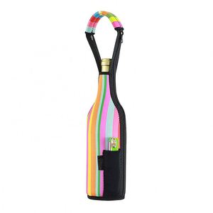 Neoprene Wine <b>Bottle</b> Cooler Bag with Two Zippers Single 750ml Champagne <b>Bottle</b> Cover Sleeve Handle Opener Pocket - Product Image 4