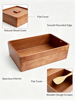 Boîte de levage de pâte en bois écologique avec couvercle et racloir pour la fermentation et le stockage de la pâte à pizza, idéale pour la pâtisserie maison
