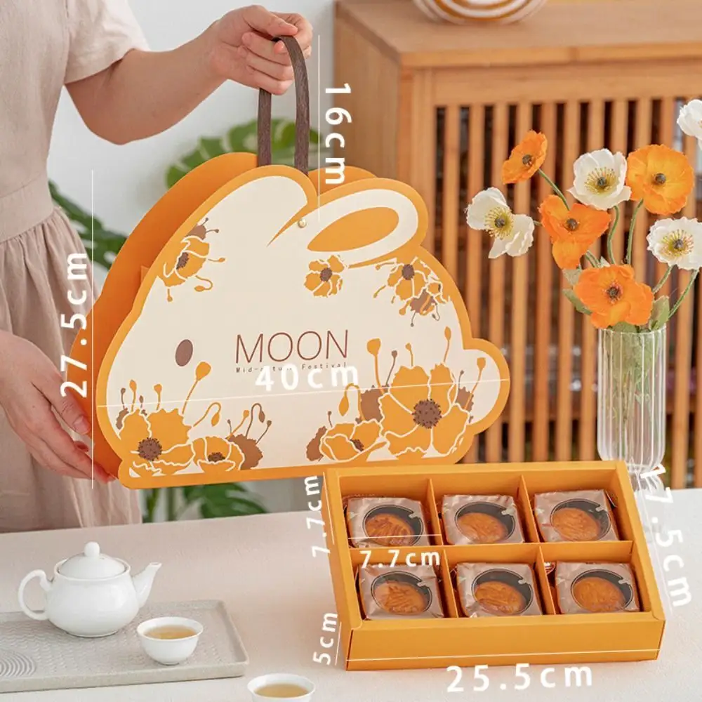 6pcs Portable Competitive Price Moon Cake Egg Yolk Crisp Packaging Crisp Biscuits Pastry Gift Paper Box With 6 Compartments