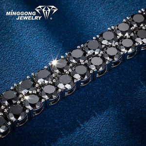 직접 공장 판매 하이 퀄리티 희귀 블랙 Moissanite 테니스 체인 목걸이 100% 다이아몬드 테스트 통과 힙합 스타일 남성용 - Product Image 4