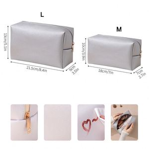 XDH1311 Factory 2025 Pure Color Cosmetic Bags Leather Handbag Wholesale <b>Makeup</b> Bag - Product Image 6