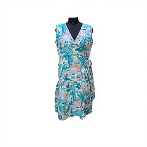 Nouvelle Arrivée Robe de Plage Écologique en Coton Respirant Col en V à Nouer Imprimé Floral Longueur Genou Simple Moderne Lavable Style Bohème - Product Image 1