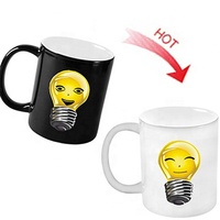 Mug à poignée en forme de cœur en céramique avec revêtement de sublimation noir magique changeant de couleur sensible à la chaleur de 11 oz avec personnalisation