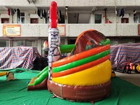 Château gonflable commercial dinosaure avec toboggan, combo château sauteur jungle pour location de fêtes d'enfants