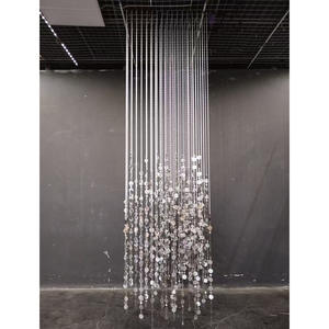 Rideaux suspendus en cercle de perles à paillettes dorées en PVC LANJO pour décorations romantiques de mariage, de fête et de salle événementielle - Product Image 2