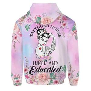 Sudadera con Capucha Larga <span class=keywords><strong>de</strong></span> Invierno con Estampado <span class=keywords><strong>de</strong></span> Flores Rosadas en 3D Personalizada <span class=keywords><strong>para</strong></span> Enfermeras, Sudadera <span class=keywords><strong>de</strong></span> Poliéster Estampada <span class=keywords><strong>de</strong></span> Corte Regular <span class=keywords><strong>para</strong></span> Hombre y Mujer - Product Image 3