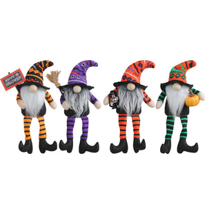 Muñeca de Bruja con Escoba para Halloween, Sombrero Alto, Patas Largas, sin Rostro, con Rayas, para Decoración de Festivales Fantasma, Accesorios de Arreglo, ¡Venta Caliente! - Product Image 4