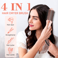 Mini brosse sèche-cheveux 2-en-1 en titane, ionique, à baril ovale, pour un lissage et un volume impeccables