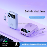 Promotion Mini Chargeur Portable ODM/OEM 10000mAh avec 2 Câbles, Affichage LED, Lampe Torche, Power Bank Colorée