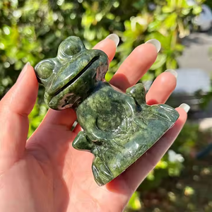 Wholesale Obsidian Green <strong>Jade</strong> Frog Animal Crystal Crafts Natural Healing <strong>Stones</strong> Carving for Home Decoration and Gifts - Product Image 4
