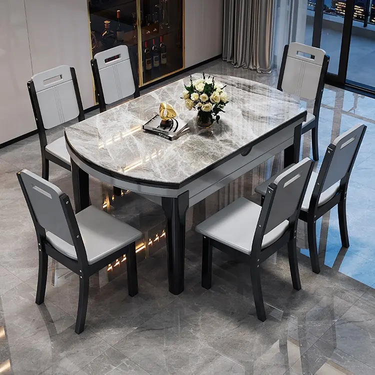 Muebles para el hogar comedor moderno juego de mesa de comedor extensible mesas y sillas de 6 plazas