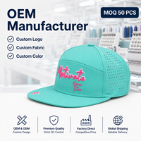 Casquette à visière plate OEM personnalisée brodée turquoise perforée au laser respirante imperméable 100% polyester, vente directe usine, sport 6