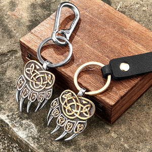 Porte-clés Viking Celtic Patte d'Ours en Alliage de Zinc, Pendentif Métallique Unisexe, Breloque Cadeau Thème Animal - Product Image 1