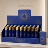 Flacon de parfum vide en verre 35 ml en gros, atomiseur de voyage rechargeable noir et argenté avec capuchon métallique, boîte de présentation luxueuse et ornée