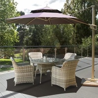Ensemble de table et chaises de jardin en aluminium et rotin, style nordique, pour 4 personnes, avec protection solaire, pour balcon et extérieur