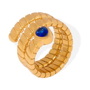 Anillos de Malaquita de Acero Inoxidable Chapados en Oro de 18k de Alta Calidad, Joyería con Piedra Africana Natural, Anillos Elegantes para Mujeres y Hombres - Product Image 1