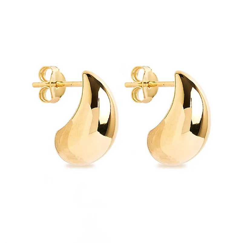 Gemnel hot sale 925 silver jewelry chunky gold filled earrings thick drop shape small earrings