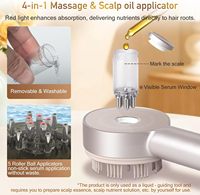 Peigne massant électrique 4 en 1 pour le cuir chevelu avec lumière rouge et applicateur d'huile capillaire, rechargeable, IPX7, brosse de massage pour la croissance des cheveux