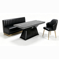 Meubles de discothèque modernes, table en marbre noir, canapé en cuir noir, chaise de luxe pour bar, salon, KTV, chicha