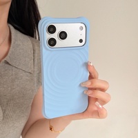 Casing Ponsel Magnetik Anti Benturan Silikon Cair Motif Ripple Empat Sudut Untuk iPhone 18 Pro Max 17 Air 16 15 14 13 Pro