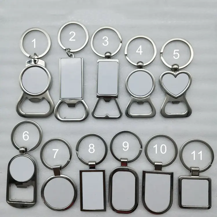 Cheap Student Couple Chain Decoration Handmade Key Chains Sublimation Blanks DIY Metal Bottle Opener Keychain Blank Keychain