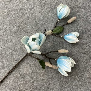 <b>Artificial</b> Magnolia Flower Single <b>Stem</b> 30cm-100cm Wedding Decoration Silk Flowers 4 Head Branch - Product Image 4