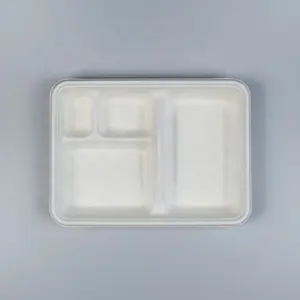 Cheap New Product Biodegradable Sugar Cane Bagasse 4 Compartment For Medical Food Tray
