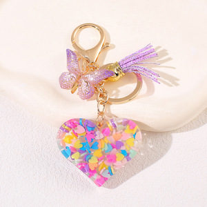 Nouveau porte-clés papillon à franges, breloque en résine avec paillettes, pendentif amour pour femmes et amoureux, idéal pour les festivals - Product Image 5