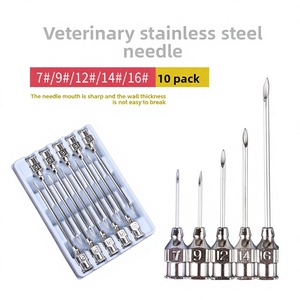 Aghi veterinari in acciaio inossidabile a parete spessa e lunghi per diagnosi e iniezione su suini e ovini, modello Cinquemila e Seicento - Product Image 4