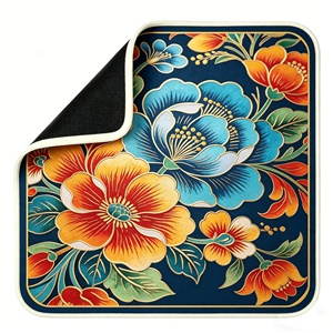 Tapis de Mahjong sur mesure de luxe, motif Lotus Blanc Chinoiserie, Mary Benson Miss Oh <span class=keywords><strong>My</strong></span> Floral Blue, imperméable, en néoprène américain - Product Image 2