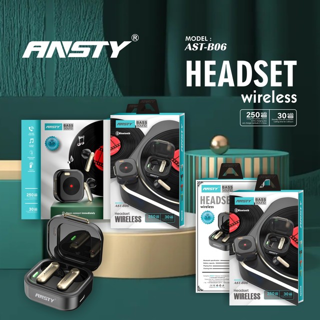 Ansty Wireless Headset AST-B06 250mAh Bass Sound Bluetooth Earphones