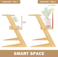 Rak Tanaman Kayu Bambu BH, 3 Tingkat, untuk Meja/Countertop, Rak Tanaman Kecil dengan Rak yang Dapat Disesuaikan