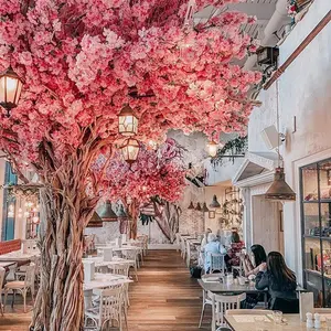 Songtao大きなプラスチック人工桜植物白とピンクの花の花結婚式の庭の装飾のための木