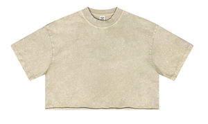 Popular DTG Print Women's Acid Wash Crop tops Algodón 250gsm Vintage camiseta Tops - Product Image 3