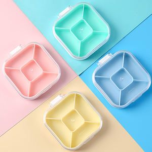 थोक अनुकूलित हरा गुलाबी नीला पीला 5 ग्रिड पोर्टेबल पिल बॉक्स गोलियां विटामिन मछली का तेल रख सकता है - Product Image 3