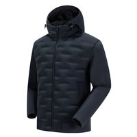 Veste matelassée en duvet pour homme, personnalisable OEM, manteau chaud et tendance avec capuche, fermeture éclair et boutons-pression sur le devant, imperméable, grande taille