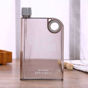 Custom Logo Plastic <b>Bottle</b> <b>Flat</b> Notebook <b>Water</b> <b>Bottle</b> 380ML Easy to Carry Gym Waterbottle - Product Image 4